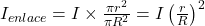 I_{enlace}=I\times\frac{\pi r^2}{\pi R^2}=I\left(\frac{r}{R}\right)^2