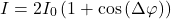 \[I=2I_0\left(1+ \cos\left(\Delta\varphi\right)\right)\]